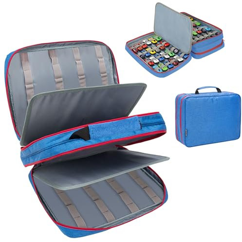 KISLANE 96 Toy Cars Storage Case - Compatible with Matchbox Cars, Small Dolls (Bag Only) - Blue