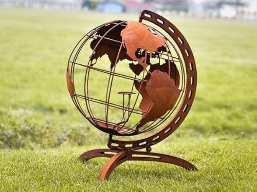 EdelrostFabrik Globe terrestre XXL 130 cm avec marmite pour pâte combustible, décoration patinée