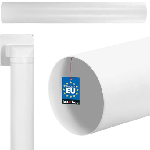 KOTARBAU® Tubo de ventilación de 100 cm, Canal Redondo, Ø 150 mm, Tubo de plástico Redondo, Blanco, Sistema de Tubos Redondos de PVC, Conexión de tuberías, Conducto de Escape, Conducto de Suministro