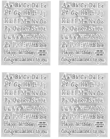 4 Stück Transparente Alphabet-Stempel aus Silikon, Groß- und Kleinbuchstaben, Transparente Gummistempel für Kartenherstellung, Dekoration