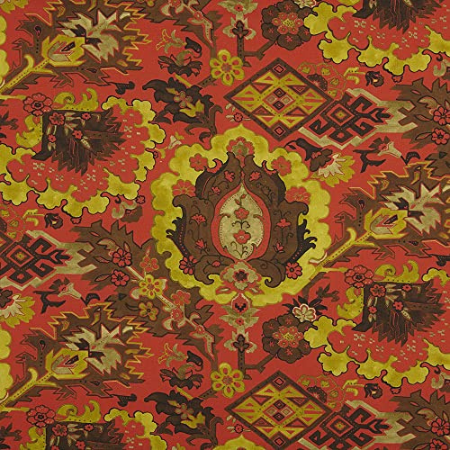 Kt KILOtela - Tessuto Loneta stampato Digitale, Half Panama Cotone Organico, Standard 100 by Oeko-Tex, 100 cm Lunghezza x 280 cm Larghezza | Fiori Indianas, Native - Verde 1 Metro