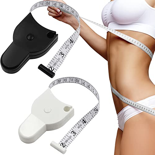 2 Stück Maßband Körper YUTOU Einziehbares Massband Körper, Körpermaßband, Schneidermaßband für Messen von Länge Brust Taille und Nähen Stoff, Doppelter Skala Maßband 150cm & 60Zoll (Schwarz, Weiß)