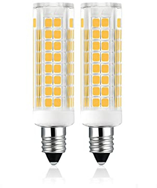 Becuice E11 5W T4 led Bulb 50q cl 120v led Equivalent Halogen 75w Mini-Candelabra Base LED Light Bulb for Chandeliers, Ceiling Fan Lamps 360° 700LM Not dimmable (Warm White 3000K, 2PACK)