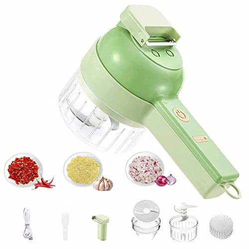 4 In 1 Portable Electric Vegetable Cutter Set, Electric Garlic Mud Masher Chopper, Onion Dicer, Cucumber Vegetable Cutter, Light Convenient Slicer For Garlic Veggie