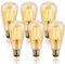 FLSNT LED Edison Bulb E27 Vintage Light Bulbs,Dimmable 7W Filament Screw Bulb,Retro Lamp,ST64,60W Equivalent,Warm White 2700K,6 Pack