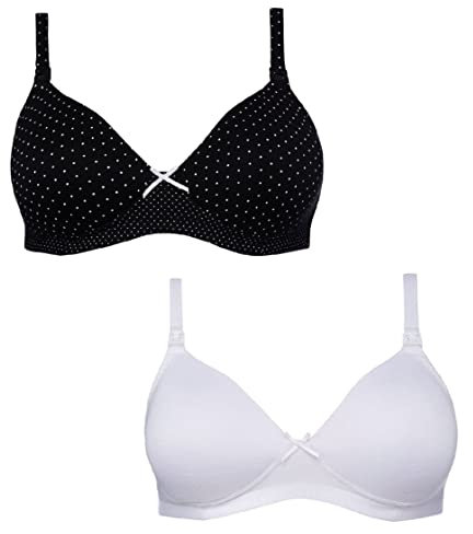 Suzy & Me Ladies Famous Make Maternity Nursing T-Shirt Bra. Cup Size DD-G (as8, Cup_Band, f, 38, Black/White)