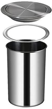 Mülleimer Mit Klappdeckel Für Die Küche, Arbeitsplatte, Integrierter Kleiner Mülleimer Mit Deckel, Runder Abfalleimer Aus Edelstahl, 9/12 Liter, Passend Für Schrank, Arbeitstisch, Bar,9L