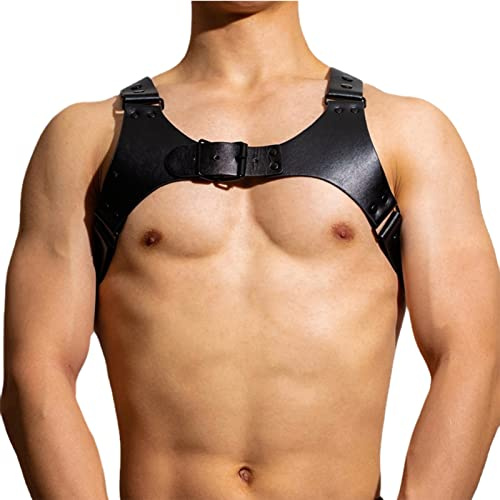 YOPADO Herren Brust Harness Körper Geschirr Sexy Männer Unterwäsche Punk Gothic Leder Gürtel Brustgurt Verstellbarer Sklave Fetisch Bandage Riemen