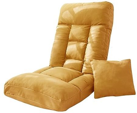 XLIHAWY Chaiselongue Sofa, 5-fache Winkelverstellung, Liegestuhl, zusammenklappbare Bodenliege mit Kissen für Wohnzimmer, Schlafzimmer, Büro, abnehmbar waschbar (Farbe: Gelb, Größe: 122 x 53,3 cm)
