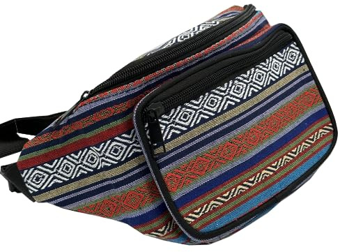 Kleine Bauchtasche für Herren und Damen, seitliche Gürteltasche, wasserdicht, Handytasche, Bauchtasche, Reisen, Laufen, Marionette, Party und Festivals, Hippie ethnische, bunt, De tamaño medio
