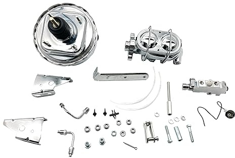CNCB70008 8 Dual Disc Drum Power Booster Bail Top Master Cylinder & Bracket Kit Booster Conversion Kit
