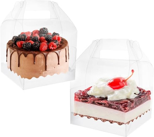 VIDETOL 20 Pcs Cupcake Boxes Transparent, 4 Inch Clear Cake Box with Base, Clear Cupcake Display Box for Birthday, Parties and Weddings