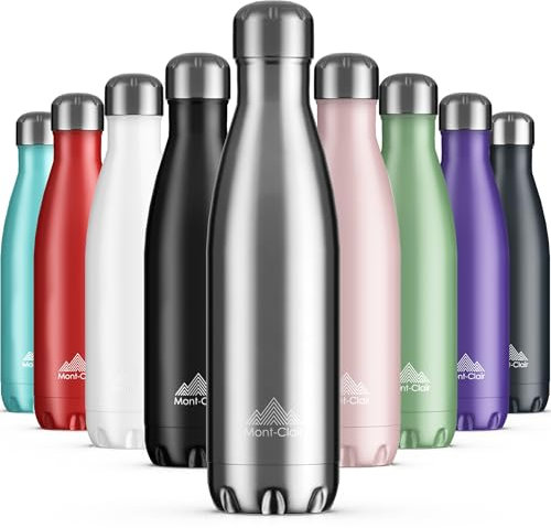 Mont-Clair Stainless Steel Water Bottle, Vacuum Insulated - BPA Free, 12h Hot & 24h Cold Drinks, Metal Water Bottle 750ml Leakproof, Ideal for Adult, Kids, Running - Silver