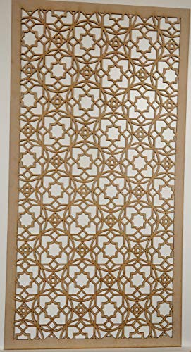 Dekorplatte aus Holzgeflecht, Wandtrennwand, Heizkörperabdeckung, Gitter, Aussparungen, Küchenmöbel, lasergeschnitten, 3 mm dickes MDF, marokkanisches Muster, M4, hergestellt in Großbritannien, Weiß
