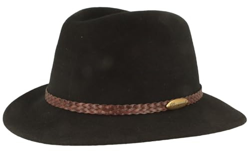 Breiter Outdoor Filz-Hut - Trekking Wollhut Aus 100% Wolle - Wasserabweisend & Faltbar - Mit Ledergarnitur - Für Herren & Damen
