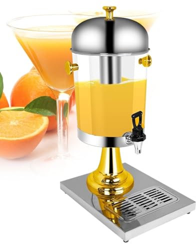 Dispensador De Bebidas De 2/4/6 Galones, Dispensador De Bebidas Transparentes, Cerveza, Agua, Jugo, Bebidas FríAs, MáQuina Dispensadora De Bebidas De Acero Inoxidable,Golden-Single