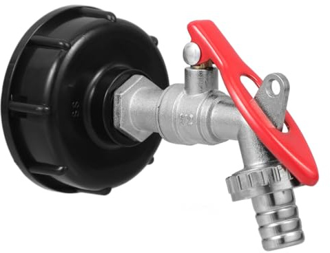 OKUMEYR IBC Tank Water Hose Connector with Lockable Valve Brass S60X6 Thread Adapter for Garden Hose Outdoor Water Storage and Chemical Tank Use