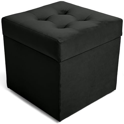 MG Design Polsterhocker 45 x 45 cm Dunkelgrau mit großem Stauraum (ca. 50 L), bis 300 kg belastbar, weich mit dezentem Schimmer, pflegeleicht – Wohnbereich, Schlafraum & Flur