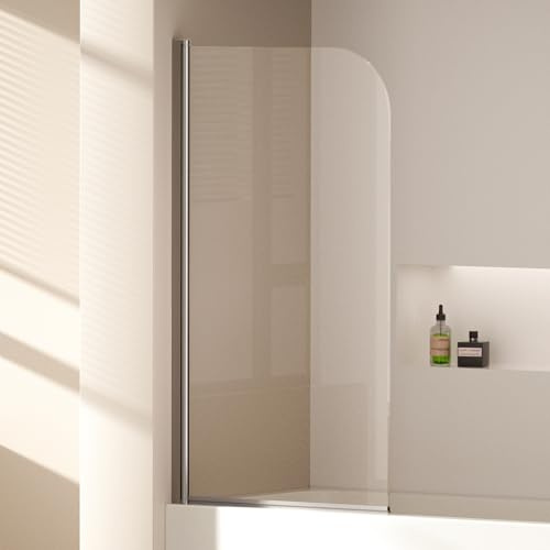 EMKE Paroi de Douche pour Baignoire 70x140 cm, Pare-baignoire Pliant | Séparateur de Douche pour Baignoire, Paroi de Douche Baignoire en Verre Sécurit 6 mm