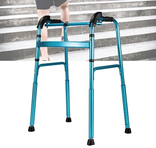 KIUYTQQ Salire Le Scale Standard Walker Telaio da Passeggio Pieghevole in Alluminio Leggero, Ausilio per la Mobilità per Anziani