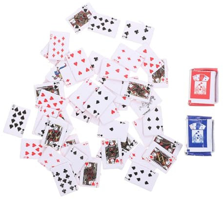 ERINGOGO 2stücke Mini-Spielkarten Kleine Spielkarten Puppenhaus-Ornament Kreatives Kartenspiel Transparente Kartenhülle Für Urlaub Und Familienfeiern