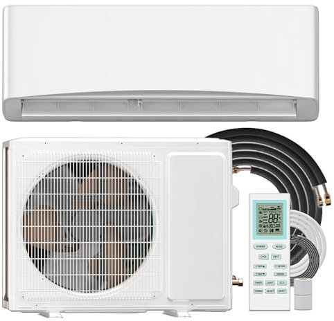 Mini sistema di riscaldamento/aria condizionata divisa ad alte prestazioni, 12000 BTU, inverter ad alta efficienza energetica CA con pompa di calore da 1 tonnellata, area di copertura fino a 750