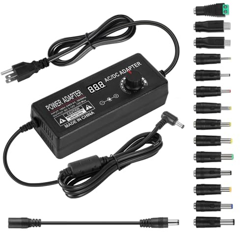 Fuente de alimentación universal de 3 V ~ 12 V 12 A 144 W ajustable variable 3 V 5 V 6 V 9 V 12 V, convertidor de CA a CC de 100 V-240 V con 14 puntas, convertidor de polaridad