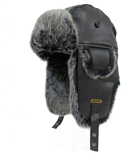 HEYANN Ushanka Trappermütze Russische Fliegermütze für Herren und Damen | Winter Trapper Mütze mit Kunstpelz Russische Künstliches fellleder Fliegermütze Ushanka Warme mit Ohrenklappen