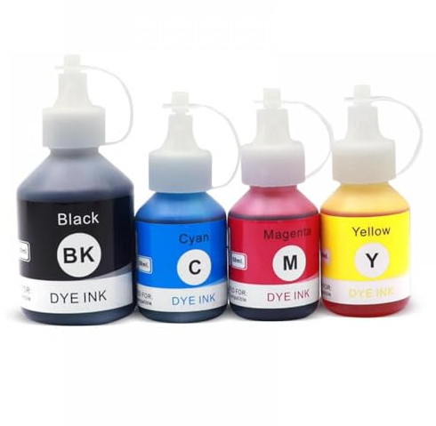 MCUXMVUMI 4 Farben Set Nachfüllbares Farbstofftintenkit kompatibel mit TN DCP-T300 T300 500W 500 T700W T700 T800W Tintenstrahldrucker(4Color)