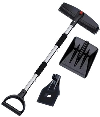 Pala quitanieves 3 en 1 con Cepillo retráctil, Desmontable for Invierno, Ideal for Coche, camión y Camping