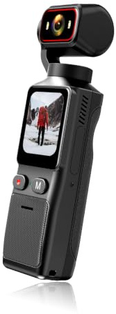 IKLOOCQ 4K Mini Vlogging Camera Action Cam mit 32GB SD Karte | Mini Pocket Vlog Kamera Live Übertragung Handy, Tragbar Bildstabilisator Aktion Kamera mit Touchscreen & Langer Akkulaufzeit