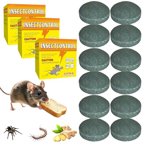 Rattengift Extra Stark für Mäuse,Würmer, Ameisen, Kakerlaken,Spinnen,12 Stück Mäusegift Extra Stark Giftköder Ratten Mäuse Portionsköder für Innen,Außen,Garten,Küche,Schrank,Garage (3Box-36Stück)