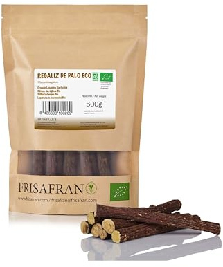 FRISAFRAN | Liquirizia in bastoncini BIO | BASTONI SECCHI, DISIDRATATI | Liquirizia | radici di liquirizia | bastoncini liquirizia | Radici di liquirizia | Direttamente dal produttore | 500g | Puro