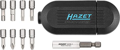 HAZET Edelstahl Bit-Set 2260X/10N | 10-teilig, Antrieb: Sechskant 6,3 mm (1/4 Zoll), mit Adapter geeignet für Bohrmaschinen und Akkuschrauber |mobiler Werkzeug-Kasten Made in Germany