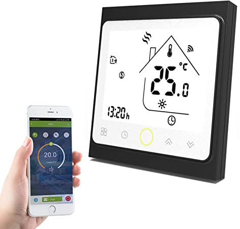 Qiumi Smart WiFi Electric Underfloor Heating Thermostat 16A 95-240V | Programmable floor heating controller compatible Alexa & Google Home 95-240V AC