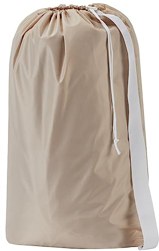 HOMEST XL Nylon Laundry Bag with Strap, Large Dirty Clothes Organizer, Easy Fit a Laundry Hamper or Basket, Can Carry Up to 4 Loads of Laundry, Beige