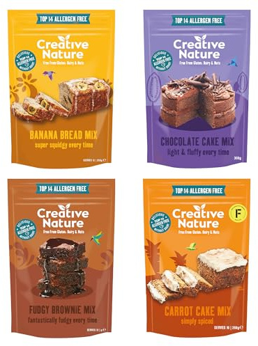 Gluten Free Cake Mix | Creative Nature Vegan Cake Mixes Variety Pack | Nut-Free, Dairy-Free Baking Mixes | Top 14 Allergen Free | 4 Pack