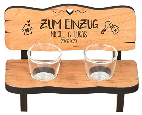 Schnapsbank • Zum Einzug • mit Schnapsgläsern mit Gravur | Einzugsgeschenke Geschenk zum Einzug & Richtfest für Wohnung & Haus Mann + Frau, Umzugsgeschenk, Einweihungsgeschenk (Einzug)