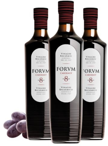 Forvm Cabernet, Vinagre de Vino Tinto, Fantástico para Cocinar | Usado 12 Años en el Menú de los Premios Nobel, Envejecido Artesanalmente 8 Años en Barricas (3 Botellas)