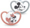 NUK Tettarella Space | 6-18 mesi | Ciuccio con aerazioni extra larghe | Silicone senza BPA | Disney Topolino e Minnie Mouse, Grigio e Rosa | 2 pezzi