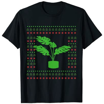 Monstera Deliciosa Golden Pothos Variegata Brutto Natale Maglietta