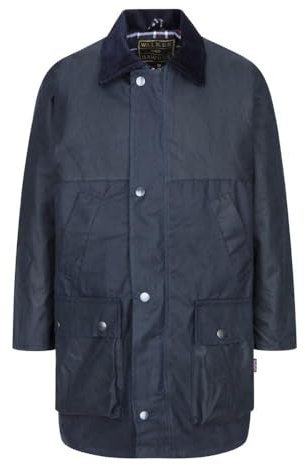 Walker & Hawkes - Veste cirée pour Enfant - rembourrée - Chasse/Campagne - Bleu Marine - 11-12 Ans