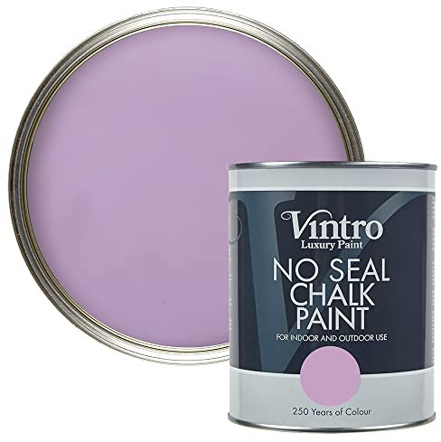 Vintro Paint | No Seal Chalk Paint | Violet | Interior & Exterior Use | Furniture | Walls | Wood | Metal | 1 Litre (Dames Violet)