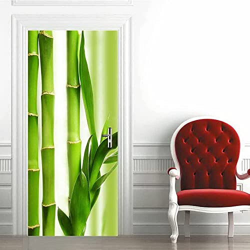 3D Türtapete Selbstklebend Grüner Bambus Zen Zen 77 X 200 Cm Diy Wandbild Pvc Wasserdicht Pvc Türtattoos Türposter Türaufkleber Fototapete Türfolie Für Tür,Wohnzimmer,Schlafzimmer - Türkunst