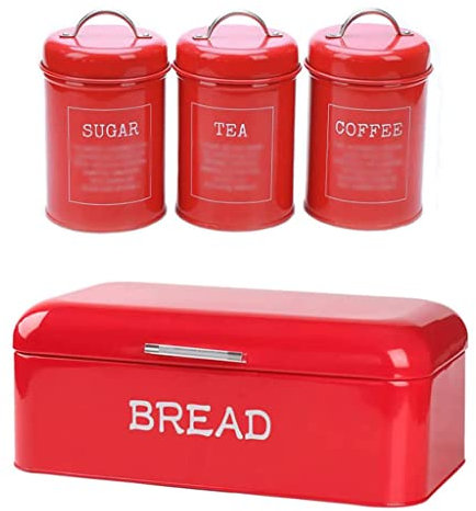 POCHY Boîtes à pain Boîte à pain en métal, grand récipient de stockage de pain rouge, adapté pour gâteau dessert support de pain seau à pain grande capacité Belle Généreux