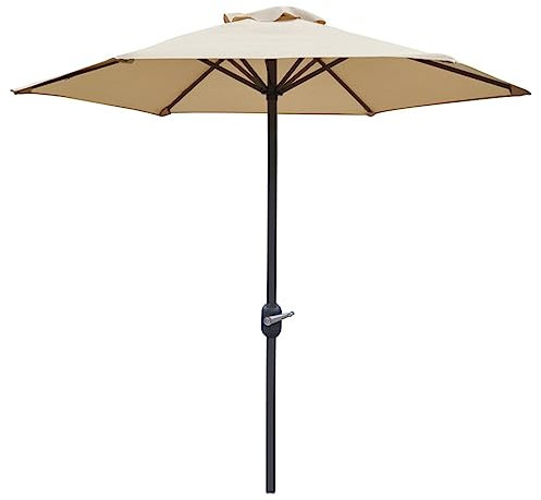 Sombrilla de Exterior con Manivela y 6 Varillas, Protección Uv, Parasol de Mercado para Jardín, Piscina, Patio Trasero