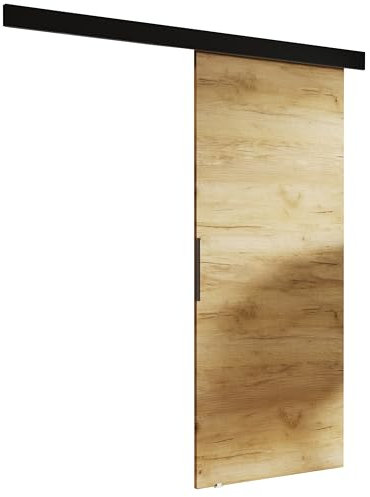KIER FURNITURE Schiebetür Komplettset MALIBU - Tür mit Laufschiene - Schiebetürsystem - Raumspartür - Innentüren - Sliding Door Set - Craft Eiche B106xH205xT1,6cm