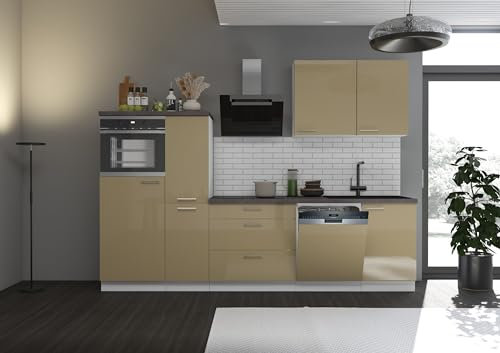 Küche Lara hochglanz Cappuccino 280 Küchenzeile Einbauküche Singleküche
