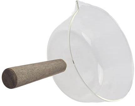 Pentola per Latte in Vetro Pentola per Latte con Beccuccio a V, Pentola Antiaderente in Vetro Borosilicato Misurini in Vetro Brocca per Schiuma per Cucina Ristorante (600ml)