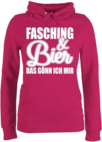 Pullover Damen Hoodie Frauen - Karneval & - Fasching und Bier das gönn ich Mir - weiß - M - Fuchsia - Carnaval carneval fasent Karnevals &Fasching fasnet „Karneval“ kaneval Jeck